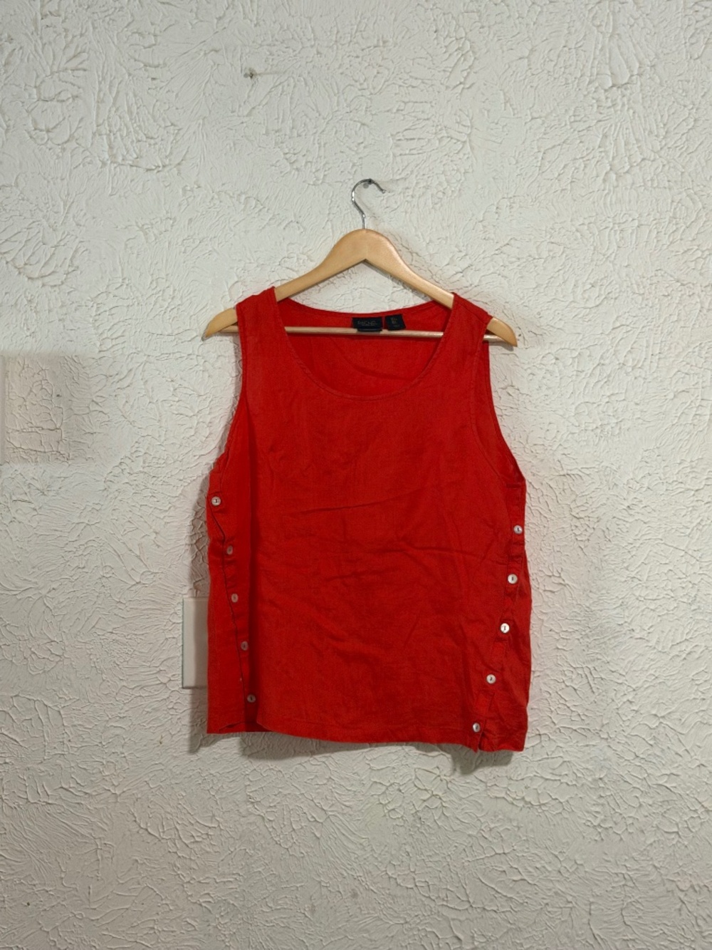 Rachel Rachel Roy Red Linen Side Button Tank Top Women’s Large